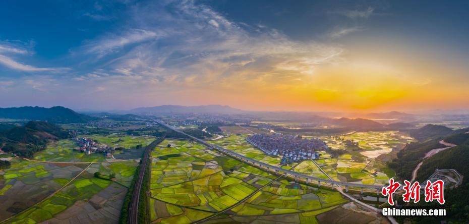 整然と並び、田園風(fēng)景に彩りを添える赤い屋根と白い壁の建物（撮影?李小明）。