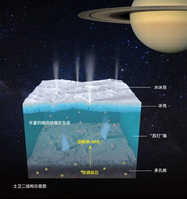 エンケラドゥスの構造説明図。（畫像提供は取材先）