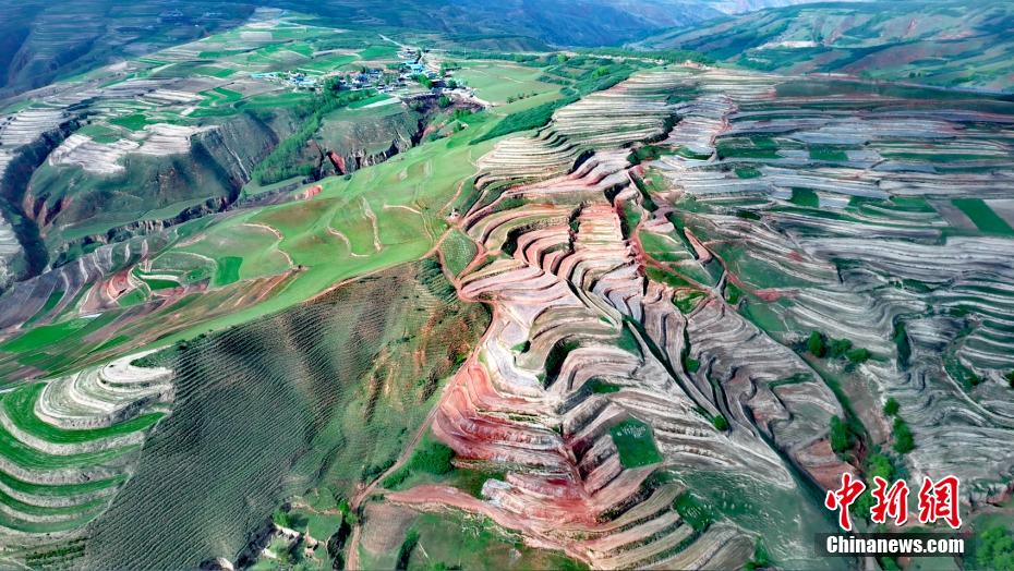 山あいの傾斜地を段狀にした棚田（撮影?趙時春）。