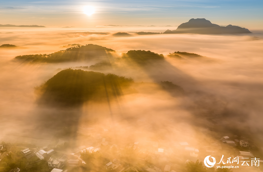 普洱山に広がる雲(yún)海の絶景（撮影?饒雪松）。